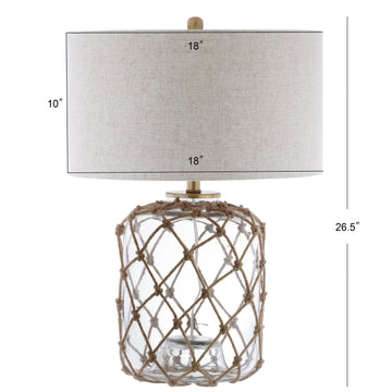 Mer 26.5" Glass and Rope LED Table Lamp - JONATHAN Y